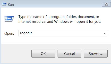 Run regedit