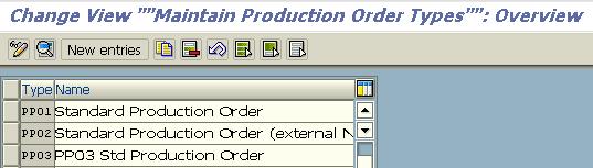 Create New Production Order Type