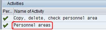 Personnel Areas Option