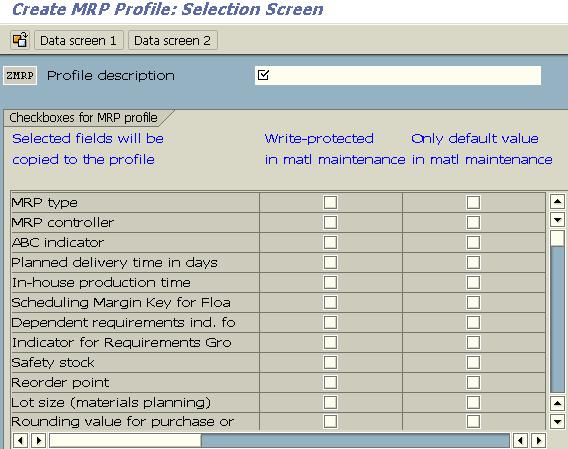 SAP MRP Profile Create