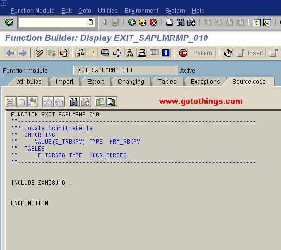 Function Builder EXIT_SAPLMRMP_010