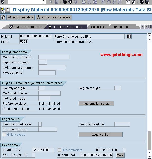 Foreign Trade Data  in Material Master